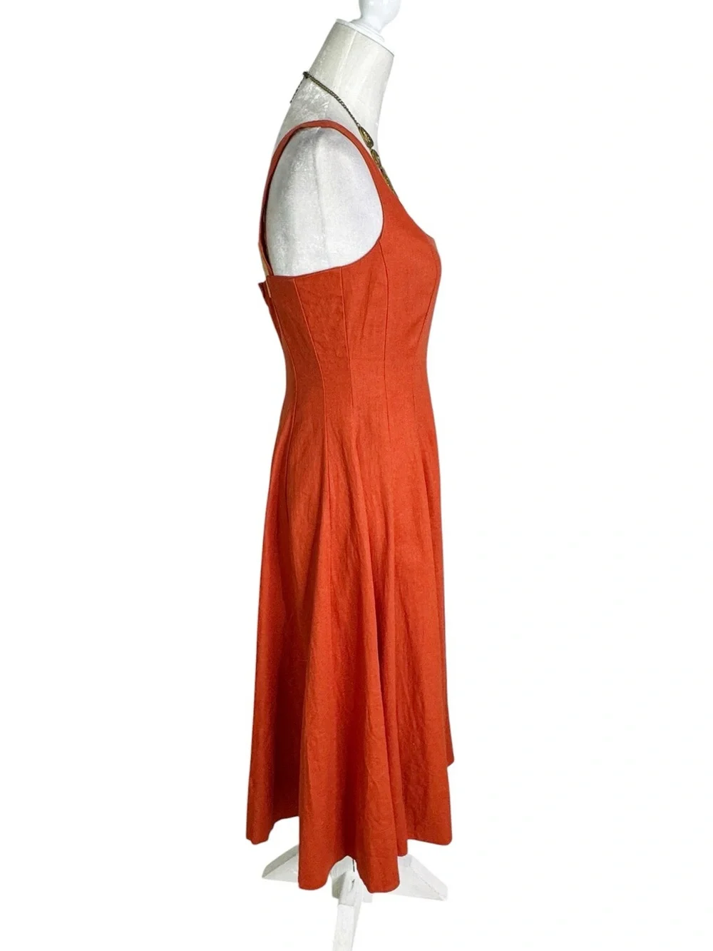 NWT Christian Lacroix Linen Blend Square Neckline Midi Dress Size 6 - Picture 5 of 9